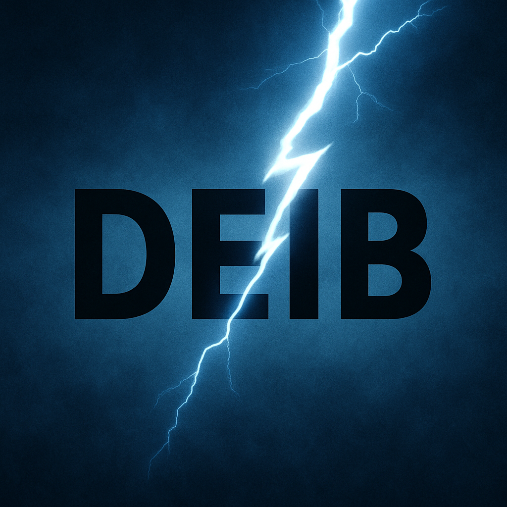 DEIB acronym with lightening striking it